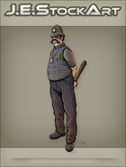 JEStockArt - Steampunk - Gaslight Bobby with Handlebar Moustache Wields Club - CNB