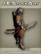JEStockArt - History - Samurai In Sengoku Armor With Bow - CNB