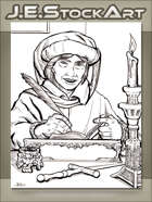 JEStockArt - Fantasy - Scholar With Book And Quill By Candle - LWB