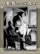 JEStockArt - Supernatural - Elder Ghost Hunter in Parlor With Trapping Contraption - GWB