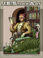JEStockArt - Steampunk - Librarian Monster Hunter Inspecting Cadaver - CWB