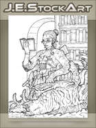JEStockArt - Steampunk - Librarian Monster Hunter Inspecting Cadaver - LWB