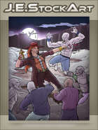 JEStockArt - Supernatural - Monster Hunter Vs Vampire Horde At Night - CWB