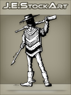 JEStockArt - Western - Hispanic Gunfighter In Poncho With Harpoon Hand - INB