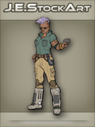 JEStockArt - SciFi - Female Merc With Tattoos And Mohawk - CNB