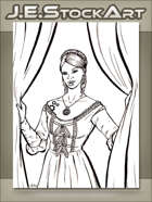 JEStockArt - Steampunk - Maiden With Clockwork Tattoo Closing Curtains - LWB