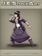 JEStockArt - Steampunk - Stargazer with Telescope and Top Hat - CWB