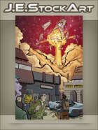 JEStockArt - SciFi - Explosion Of Space Craft At A Docking Port - CWB