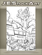 JEStockArt - SciFi - Explosion Of Space Craft At A Docking Port - LWB