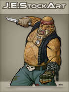 JEStockArt - Modern - Tough Biker with Scars, Tattoos, Knife, and Chain - CNB