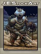 JEStockArt - Fantasy - Deep Sea Diver Golem With Trident Arm - CWB
