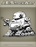 JEStockArt - SciFi - Mech Droid With Internal Weapon And Treads - INB