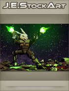 JEStockArt - SciFi - Combat Space Rabbit Firing Dual Weapons - CWB