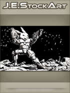 JEStockArt - SciFi - Combat Space Rabbit Firing Dual Weapons - IWB