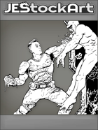 JEStockArt - SciFi - Melee Berzerker Stained With Blood Throat Punches Imp - IWB