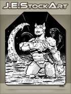 JEStockArt - SciFi - Female Cyber Canine Versus OctoBeast - IWB