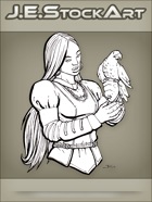 JEStockArt - Fantasy - Female Falconer with Dark Skin - INB