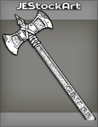 JEStockArt - Fantasy - Double Headed Axe With Letters Carved In Hilt - INB