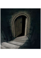 Colour card art - environment: dungeon door open - RPG Stock Art