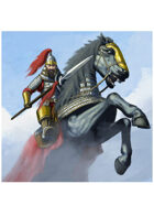 Colour card art - character: mongal rider with spear - RPG Stock Art