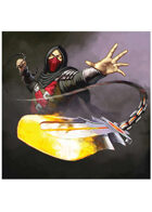 Colour card art - character: ninja fire - RPG Stock Art