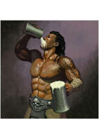 Colour card art - character: barbarian drinking - RPG Stock Art