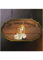 Colour card art - items: tavern sign: the busty barmaid - RPG Stock Art