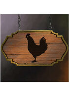 Colour card art - items: tavern sign: le coquelet noir - RPG Stock Art