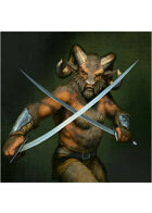 Colour card art - character: beastman warrior - RPG Stock Art