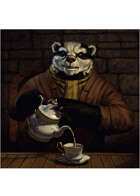 Colour card art - character: humanoid badger - RPG Stock Art