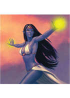 Colour card art - character: blue elf mage - RPG Stock Art