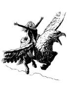 Filler spot - character: elf riding hippogryph - RPG Stock Art