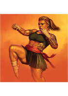 Colour card art - character: dwarf martial arts brawler - RPG Stock Art
