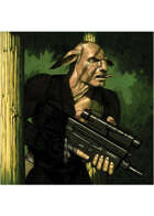 Colour card art - character: genome lagomorph marine - RPG Stock Art
