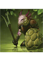 Colour card art - character: humanoid axolotl - RPG Stock Art
