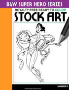 B&W Super Hero Stock Art #3
