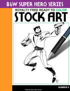 B&W Super Hero Stock Art #5