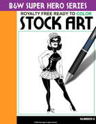 B&W Super Hero Stock Art #6