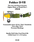 Fokker D-VII Fritz Friedrichs May 1918