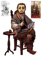 Character stock sketch and color series: Halfling poet
