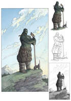 Character stock sketch and color series: Earth Genasi warrior