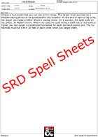 Warlock SRD Spell Power Sheets - Make your own Spellbook
