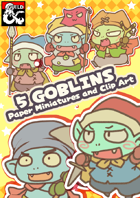 5 Goblins Paper miniatures & Clip art