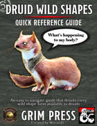 5e Druid Wild Shapes - Quick Reference Guide (Fantasy Grounds)