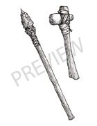 Stone Age axe and spear - fantasy stock art