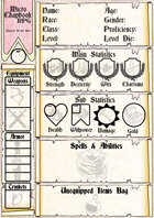 Micro Chapbook RPG: Full Page Character Sheet